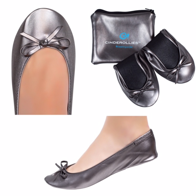 Pretty Pewter Foldable Rollable Ballet Flat